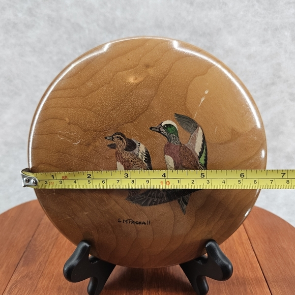 Vintage Oregon Myrtlewood 6.5" Woodenware Hand Painted Duck Themed Plaque‎ - Picture 9 of 9